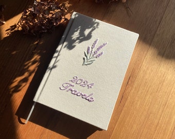 Personalised Embroidered Journal - Minimalist Flower Design - A5 Hardcover Notebook