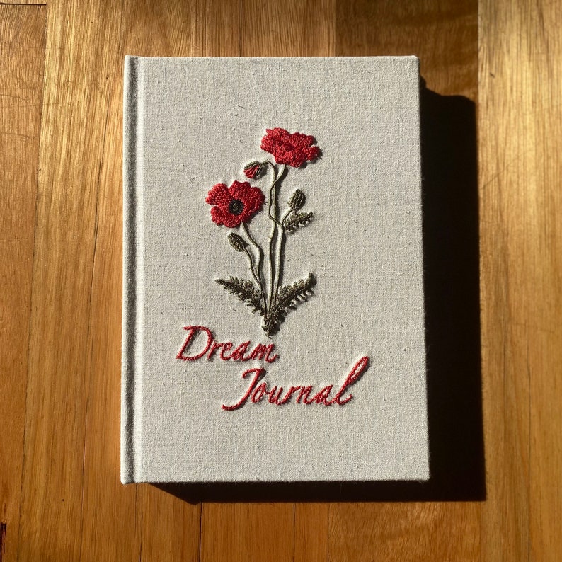 Dream Journal With Poppy Embroidery A5 Hardcover Blank Pages image 3