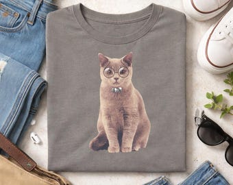 British Shorthair Cat T-Shirt | Chunky Blue Cat Graphic Tee | Pet Owner Apparel