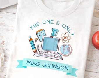 Personalised Teacher T-Shirt, Custom Educator Tee, End of Term Gift