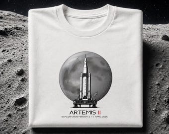 Artemis II Moon Mission White T-Shirt | NASA Space Exploration Tee | Astronomy Graphic Shirt
