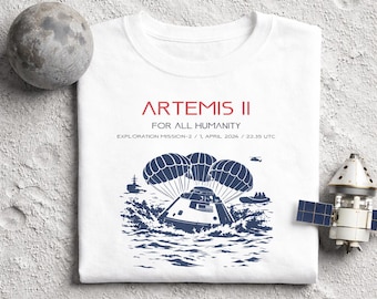 Artemis II Splashdown T-Shirt, Moon Mission Graphic Tee, NASA Inspired Space Rocket Shirt