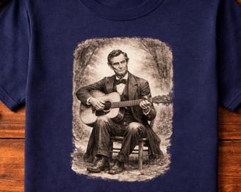 Abraham Lincoln Playing Guitar T-Shirt, Vintage History Graphic Tee