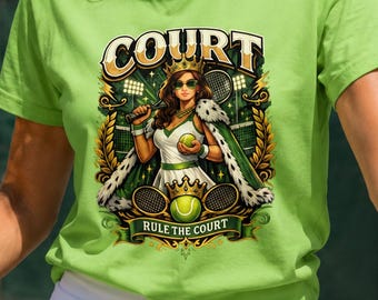 Tennis Court Queen T-Shirt, Wimbledon Inspired Graphic Tee, Tennis Lover Apparel