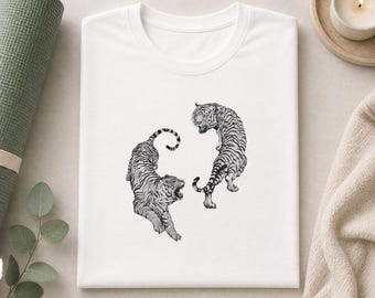 Tiger Yin Yang T-Shirt,  Zen Balance Graphic Tee.