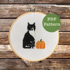 Cat and Pumpkin Cross Stitch Pattern