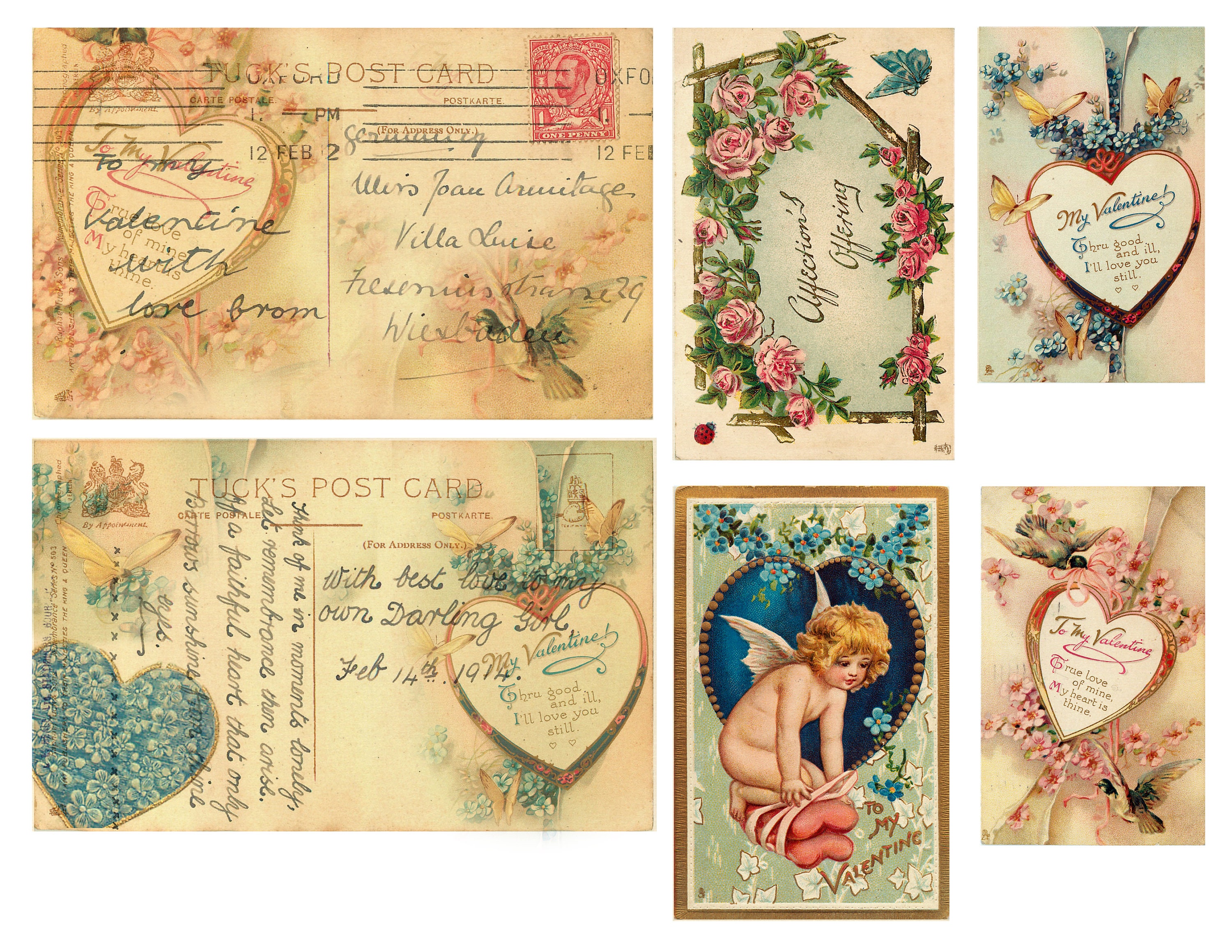 My Vintage Valentine Ephemera and Collage Sheets 6 Pages Etsy