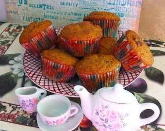 12 Standard-Sized Whole Wheat Bran Muffins *Low Sugar Low Fat*/**Monk fruit Sugar Free