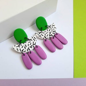 Polymer clay earrings, statement earrings, modern earrings, 80s style, lightweight earrings, minimalist earrings, abstract earrings arch