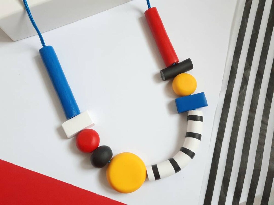 Polymer Clay Necklace, Mondrian, Art Necklace, Modern Necklace, Geometric Necklace, Mondrian