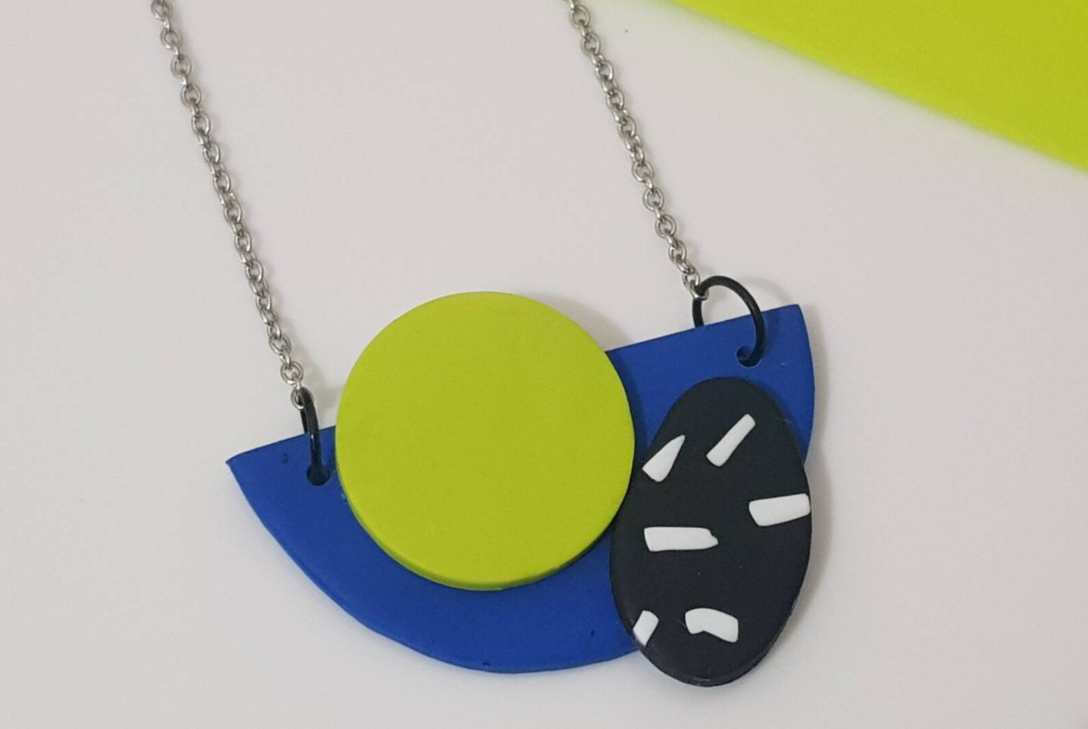 Memphis necklace modern necklace funky accessories green Etsy