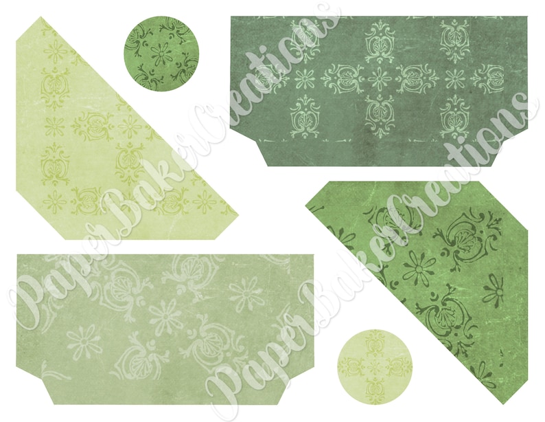 Ornamental Patterns On Grungy Green Backgrounds 6 Printable Ephemera Pages Pastel Green Ornamental Ephemera Pages DIGITAL Paper Pack
