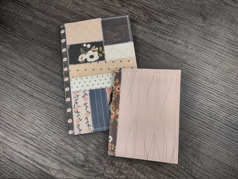 Pink and Navy Blue Notebook Set Handbound Blank Journals Set of 2 Lined Avocado Dyed Paper 40 Pages Each