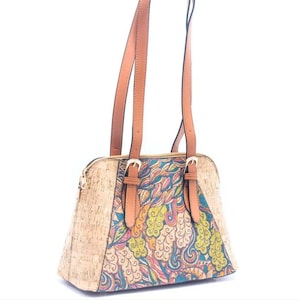 Carrelage de sac à bandoulière végétalien en liège naturel - sac à main - cadeau de Saint-Valentin, cadeau de vacances, cadeau végétalien, cadeau d'anniversaire