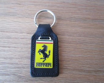Ferrari Cloisonne Badge Leather Keychain 348 355 360 308 328 430 Testarossa Part # FER01001