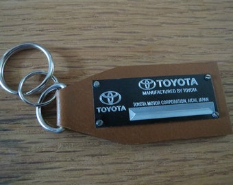Vintage Classic Look Toyota Data Plate Leather Keychain