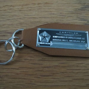 Vintage Classic Look Chrysler Data Plate Leather Keychain