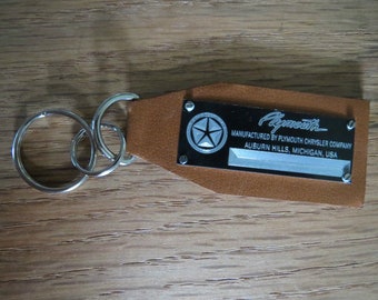 Vintage Classic Look Plymouth Data Plate Leather Keychain Keyring Keyfob