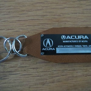Acura Vintage Look Data Plate Leather Keychain