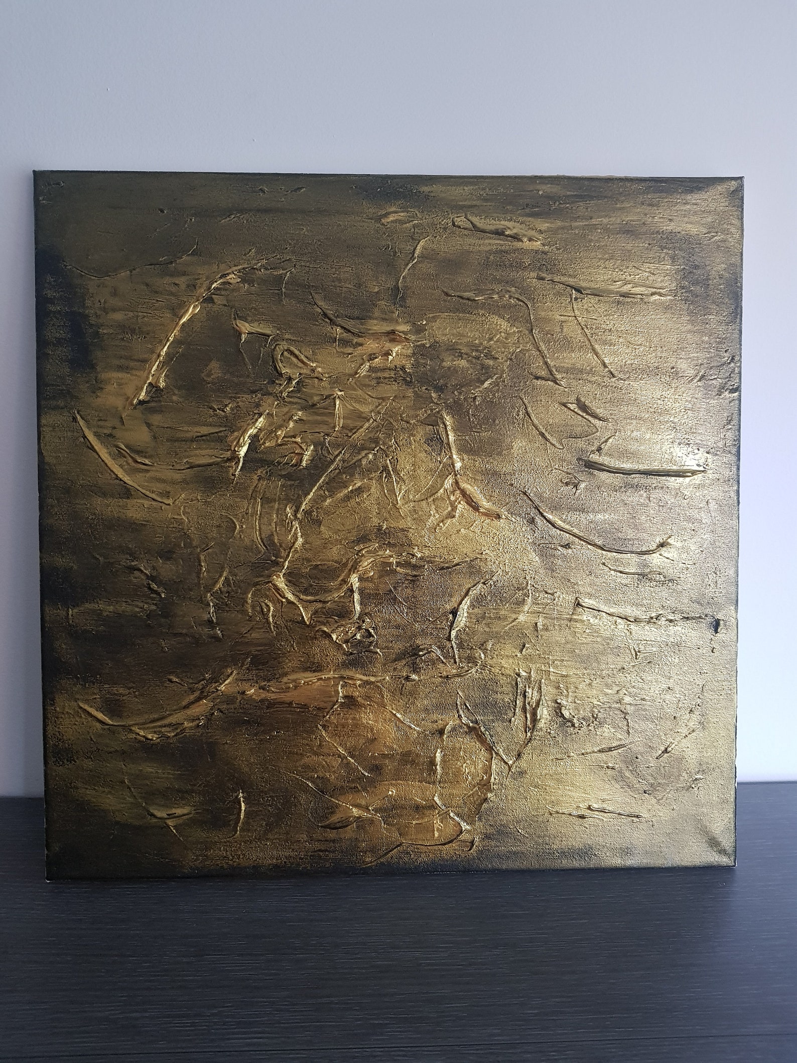 Abstract paint Gold over black Etsy