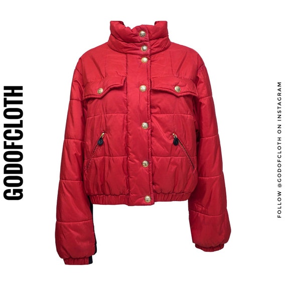 Chanel Red Cropped Puffer Jacket