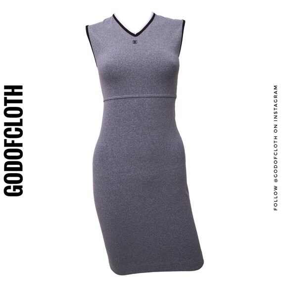 Chanel Gray CC Logo Sleeveless Dress