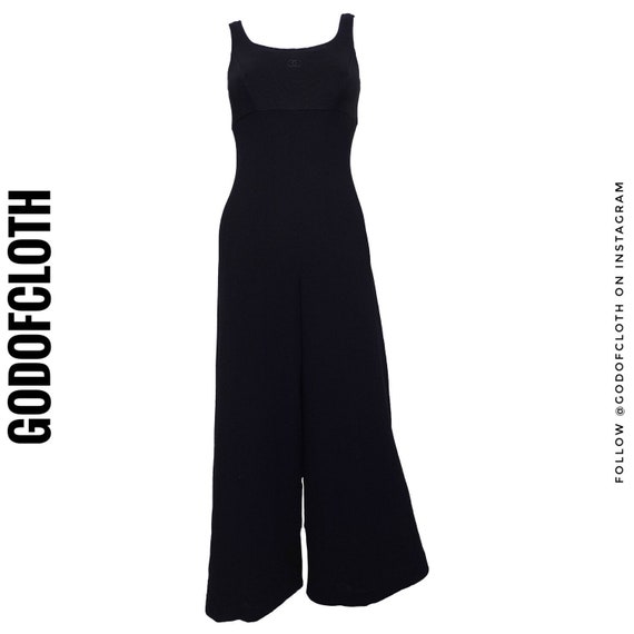 Chanel Black CC Logo Wide Leg Jumpsuit