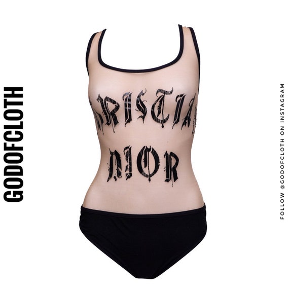 Christian Dior Gothic Nude Mesh One-Piece