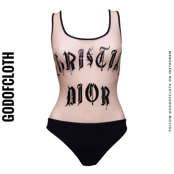 Christian Dior Gothic Nude Mesh One-Piece