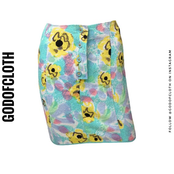Chanel Blue Floral Terry Cloth Mini Skirt