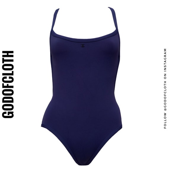Chanel Navy CC Logo One-Piece Swimsuit