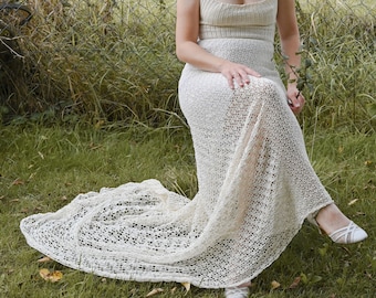 Crochet Wedding Dress Pattern // Crocheted Long Dress // Boho Dress // goodiby