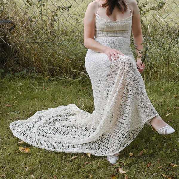 Crochet Wedding Dress Pattern // Crocheted Long Dress // Boho Dress // goodiby