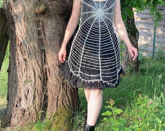 spiderweb dress crochet pattern Crochet pattern available! Super easy pattern to dress up your favorite spooky outfit for Halloween, Spider web dress & top pattern available too!