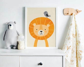 Animal Lion Print | Printable Nursery Wall Art Decor  | Instant Digital Download  |  Kids Room Playroom Posters