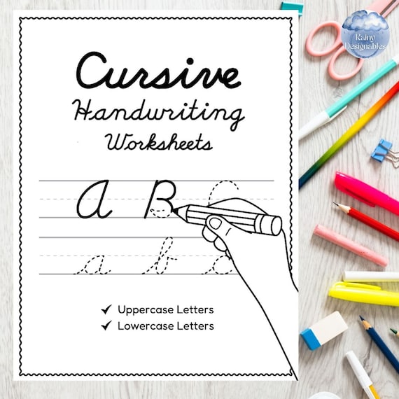Cursive Handwriting Practice Pages: A-Z Tracing Worksheets (Instant Download)