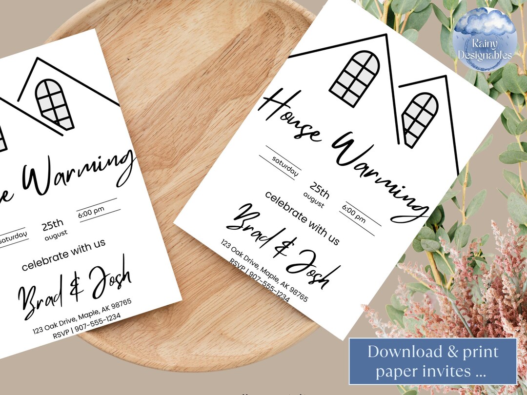 Editable House Warming Invitation Thank You Note New Home Celebration ...