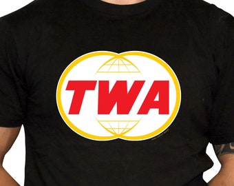 TWA Retro Logo T-Shirt - Defunct Airline Logo - 100% Preshrunk Cotton T-Shirt