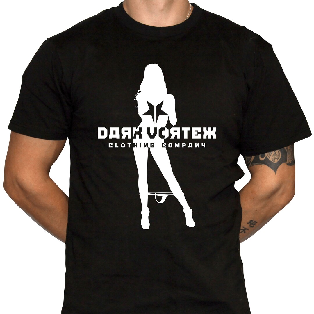 Dark Vortex Panties Down Pinup Girl T-shirt - Stripper Silhouette