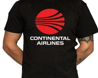 Continental Airlines Retro Logo T-Shirt - Defunct Airline Logo - 100% Preshrunk Cotton T-Shirt