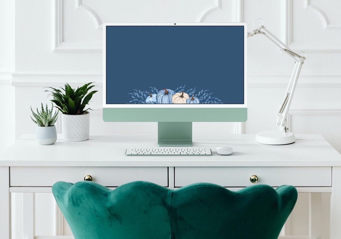 Blue Pumpkin Computer Desktop Wallpaper - Etsy