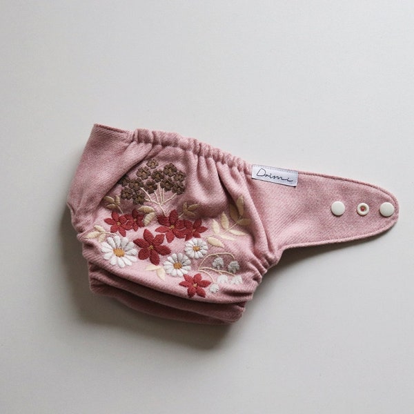 Drimi Wool Diaper Nappy Embroidery Flowers Wrap Cover Windel Wolle Stickerei Otulacz Wełniany