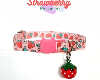 Collar para gato de fresa con hebilla desmontable y cascabel
