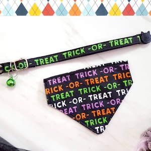 Trick or treat colorful Halloween Collar with Breakaway Safety Buckle , for Kitten Adult  cat  Small Dog