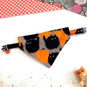 Zwarte kat pompoen Halloween halsband met Breakaway Safety Gesp, voor kitten volwassen kat kleine hond