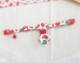 Watermelon Cat Collar with Necktie, Safety Breakaway Buckle, Kitten, Small Dog