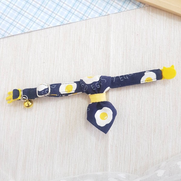Fried egg fabric Cat Necktie Collar with Breakaway Safety Buckle , for Kitten Adult  cat  Small Dog / Mini  Tie / Dog Neck tie / Cat tie