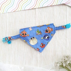 Nemo fish Iin the sea Bandana Cat Collar with Breakaway Safety Buckle , for Kitten Adult  cat  Small Dog