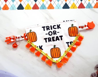 Halloween Katzen Halsband mit Kürbis Bandana, Ausreißer Kätzchen Halsband