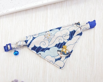 Surfing Cat Bandana Collar, Breakaway Buckle, Kitten to Small Dog